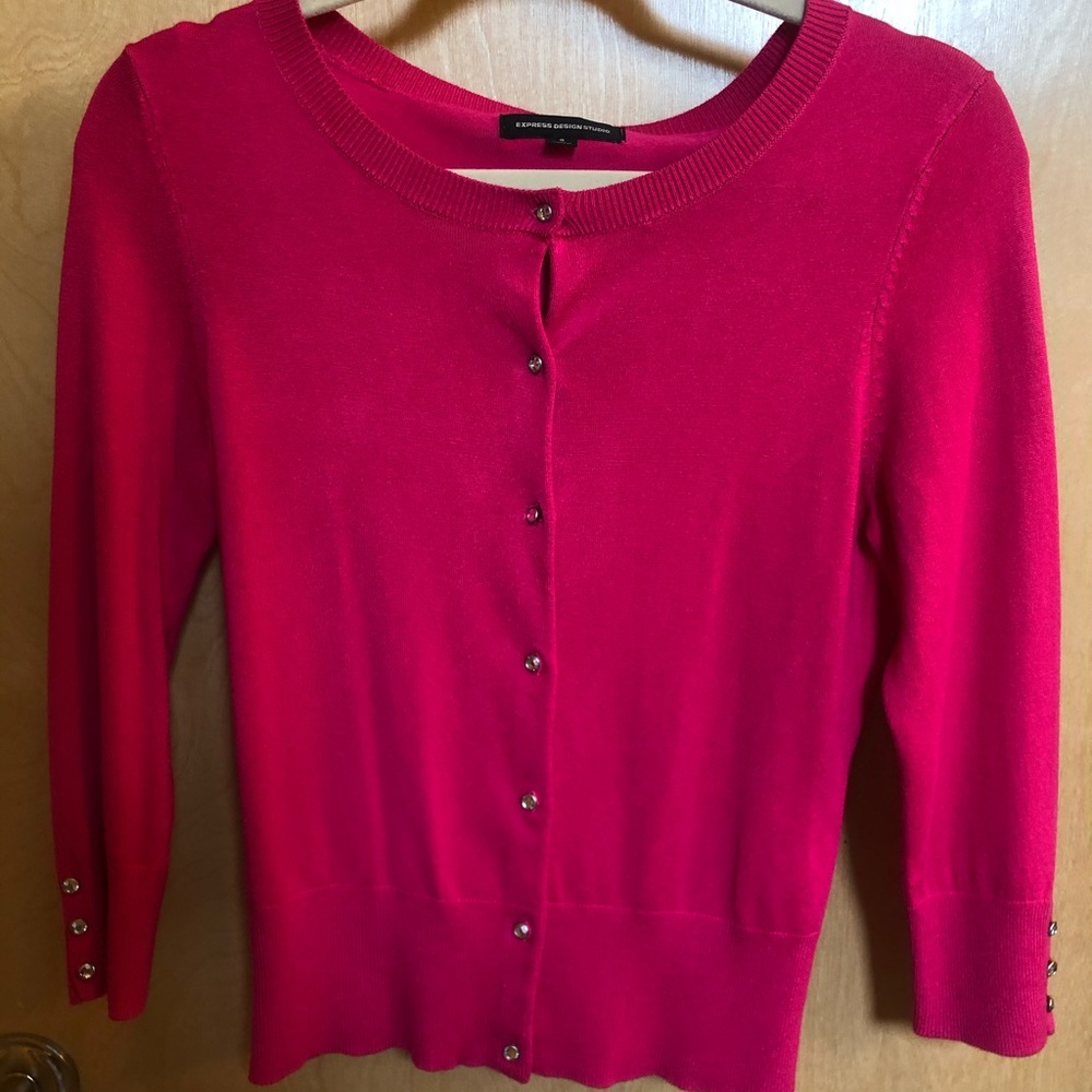 Pink cardigan with crystal buttons